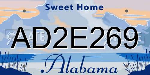 AD2E269 Alabama License Plate