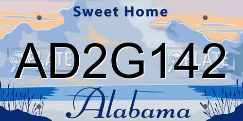 AD2G142 Alabama License Plate