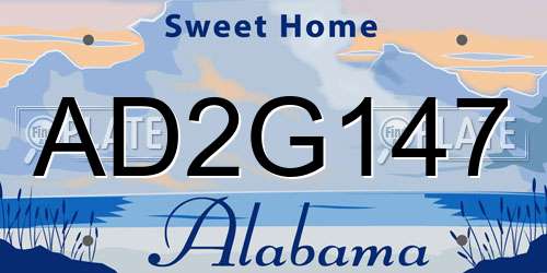 AD2G147 Alabama License Plate