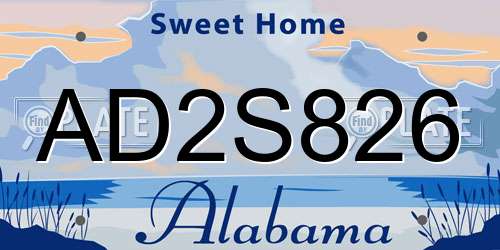 AD2S826 Alabama License Plate