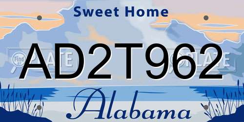 AD2T962 Alabama License Plate