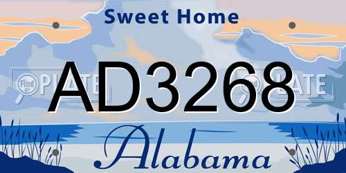 AD3268 Alabama License Plate