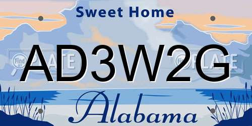 AD3W2G Alabama License Plate