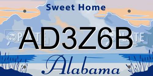 AD3Z6B Alabama License Plate