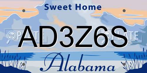 AD3Z6S Alabama License Plate