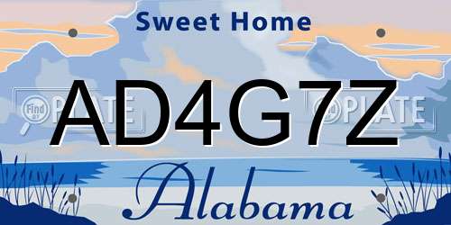 AD4G7Z Alabama License Plate