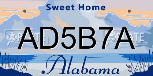 AD5B7A Alabama License Plate