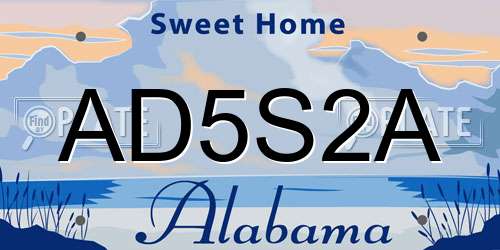 AD5S2A Alabama License Plate