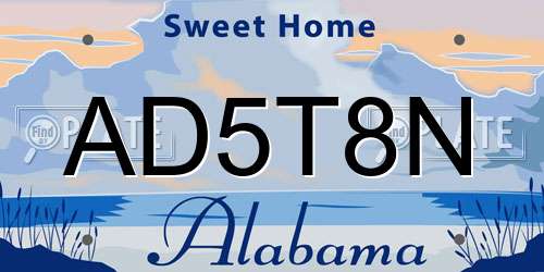 AD5T8N Alabama License Plate