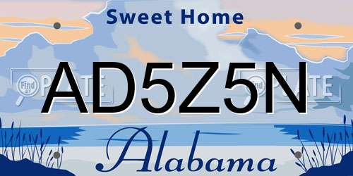 AD5Z5N Alabama License Plate