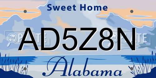 AD5Z8N Alabama License Plate