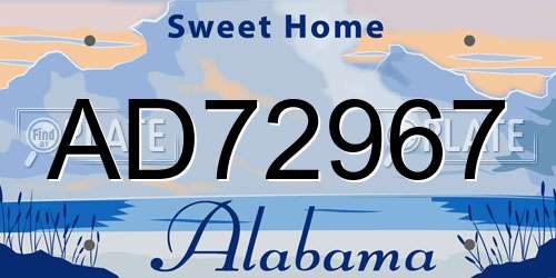 AD72967 Alabama License Plate