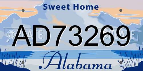 AD73269 Alabama License Plate