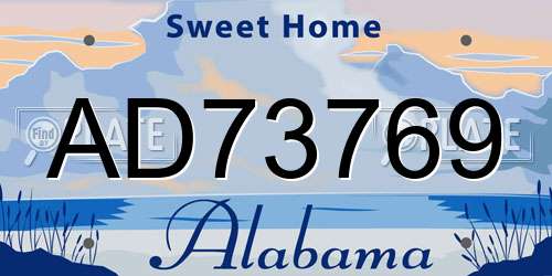 AD73769 Alabama License Plate