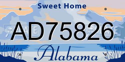 AD75826 Alabama License Plate