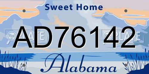 AD76142 Alabama License Plate