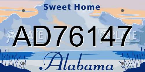 AD76147 Alabama License Plate