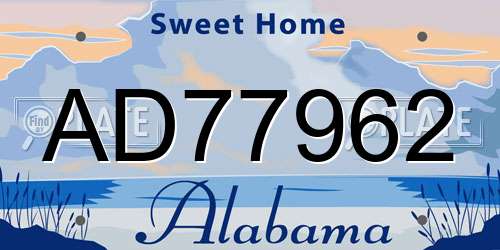 AD77962 Alabama License Plate