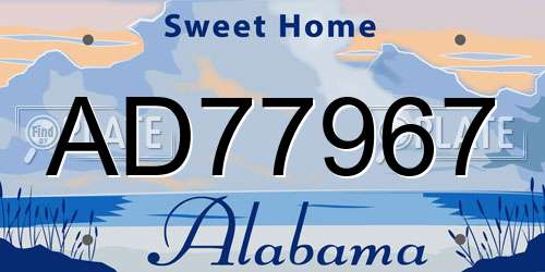 AD77967 Alabama License Plate