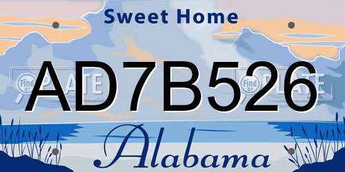 AD7B526 Alabama License Plate