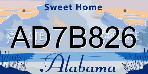 AD7B826 Alabama License Plate