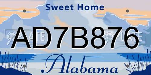 AD7B876 Alabama License Plate