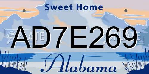 AD7E269 Alabama License Plate