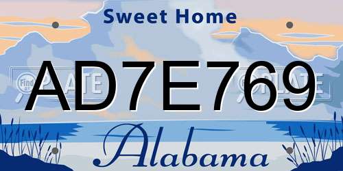 AD7E769 Alabama License Plate