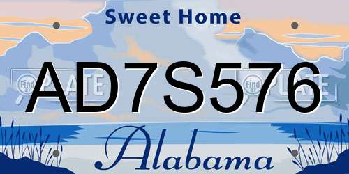 AD7S576 Alabama License Plate