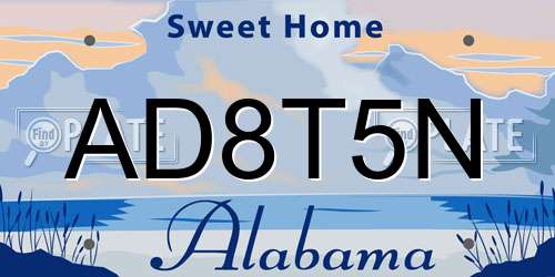 AD8T5N Alabama License Plate