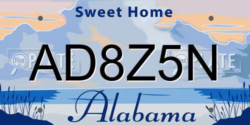 AD8Z5N Alabama License Plate