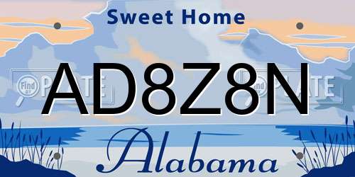 AD8Z8N Alabama License Plate