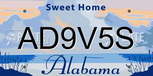 AD9V5S Alabama License Plate