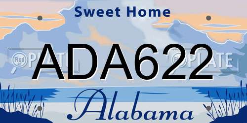 ADA622 Alabama License Plate