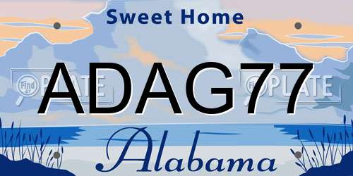 ADAG77 Alabama License Plate