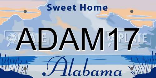 ADAM17 Alabama License Plate