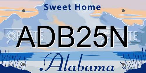 ADB25N Alabama License Plate