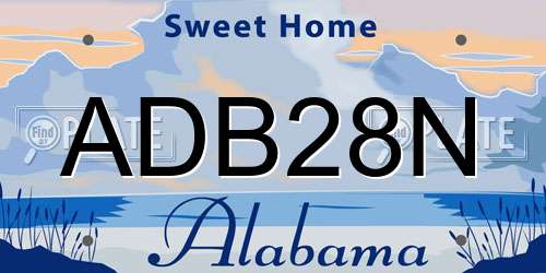 ADB28N Alabama License Plate