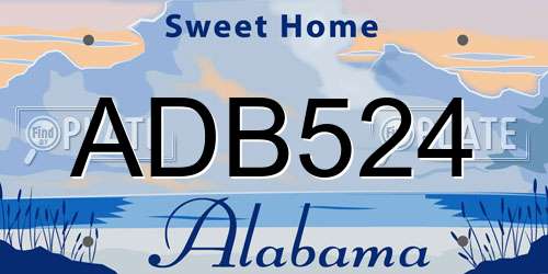 ADB524 Alabama License Plate