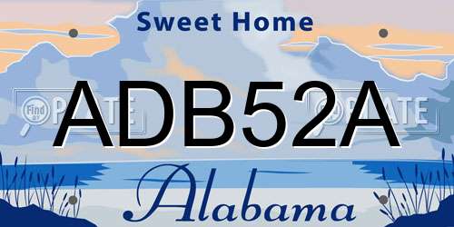 ADB52A Alabama License Plate