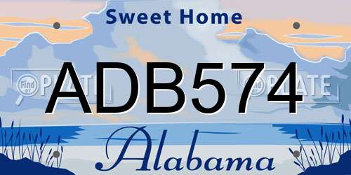 ADB574 Alabama License Plate