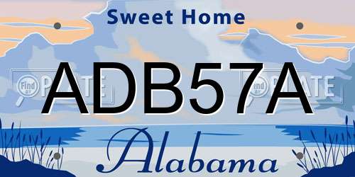 ADB57A Alabama License Plate