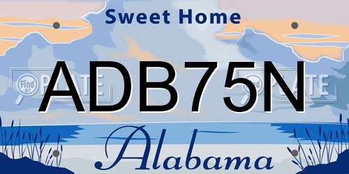 ADB75N Alabama License Plate