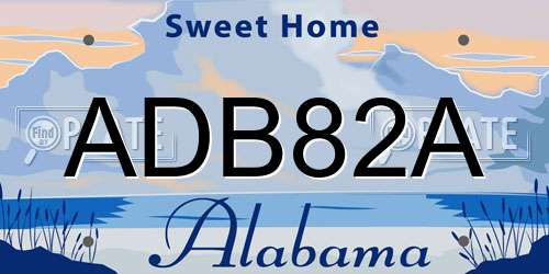 ADB82A Alabama License Plate