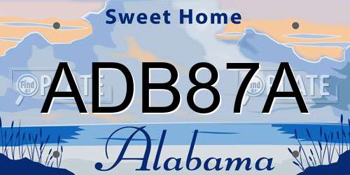 ADB87A Alabama License Plate
