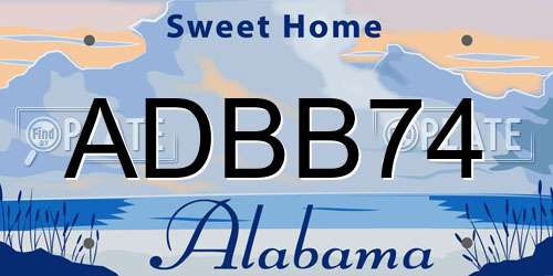 ADBB74 Alabama License Plate
