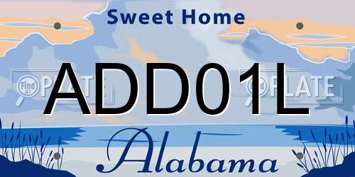 ADD01L Alabama License Plate