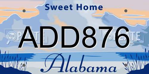 ADD876 Alabama License Plate