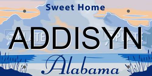 ADDISYN Alabama License Plate