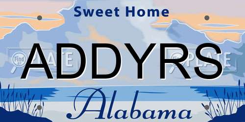 ADDYRS Alabama License Plate